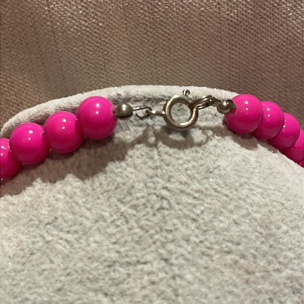 80’s Vibrant Pink Beaded Necklace Jewelry 20” Vintage - Picture 4 of 4